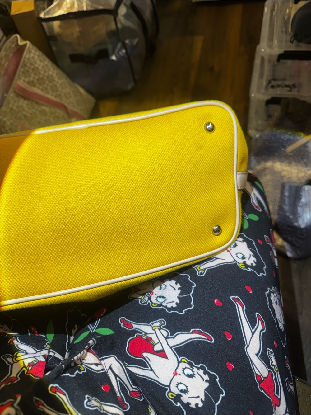 Michael Kors Mustard Canvas Tote with Tan Leather Straps - Picture 7 of 13